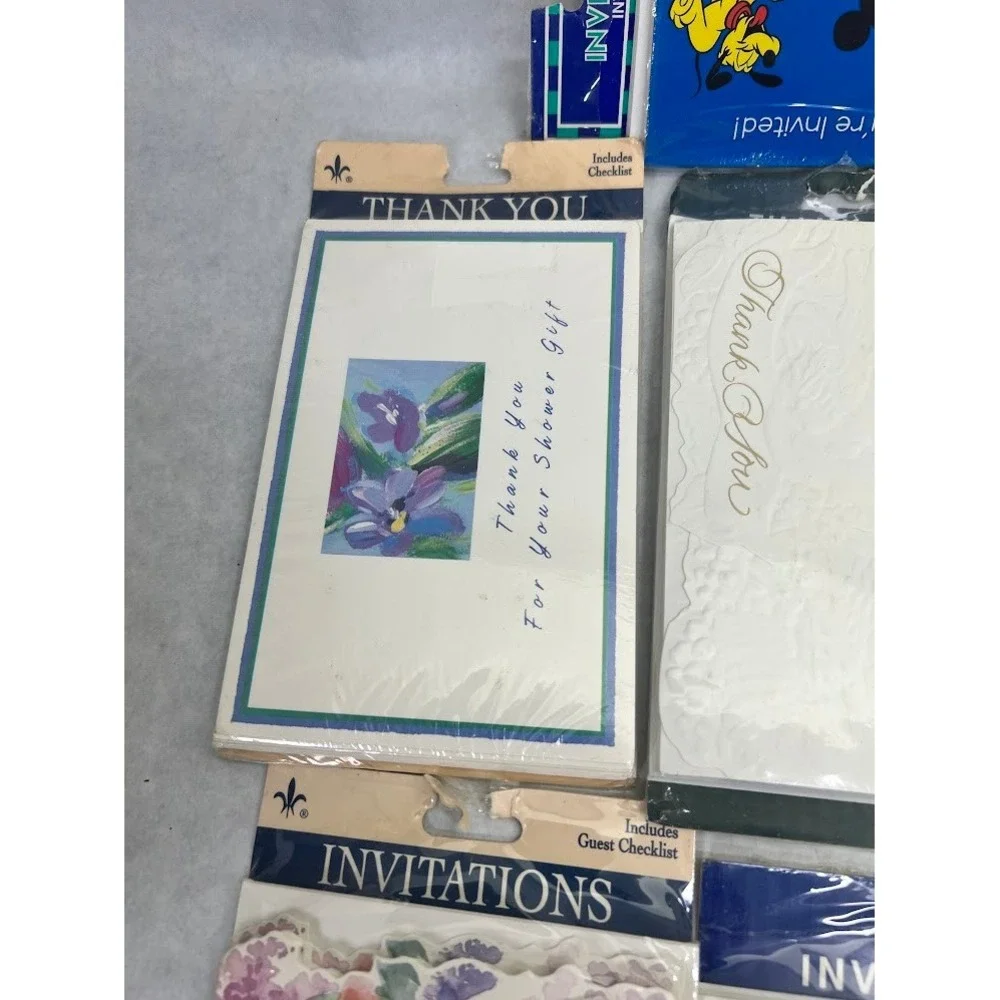Vintage Greeting Card Lot Invitations Thank You Baby Bridal Shower  11pk